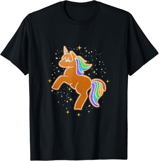 Unicorn Gingerbread Christmas Baking Gift Team Crew Squad T-Shirt - T-Shirt | Black