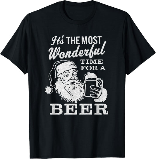 It's The Most Wonderful Time for A Beer shirt - Christmas T-Shirt - T-Shirt | Black