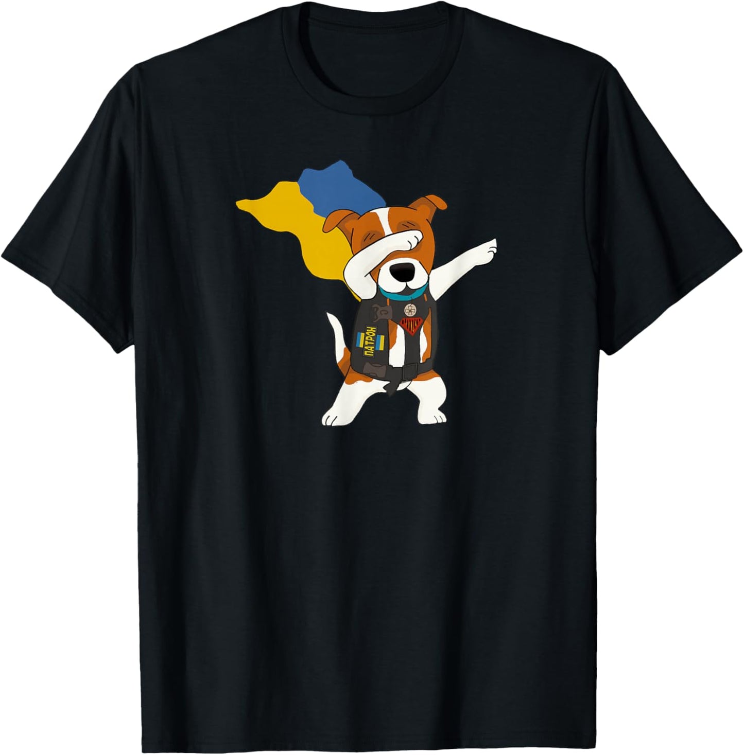 Dog Patron | Ukrainian Dog | Jack Russell Terrier | Ukraine T-Shirt - T-Shirt | Black