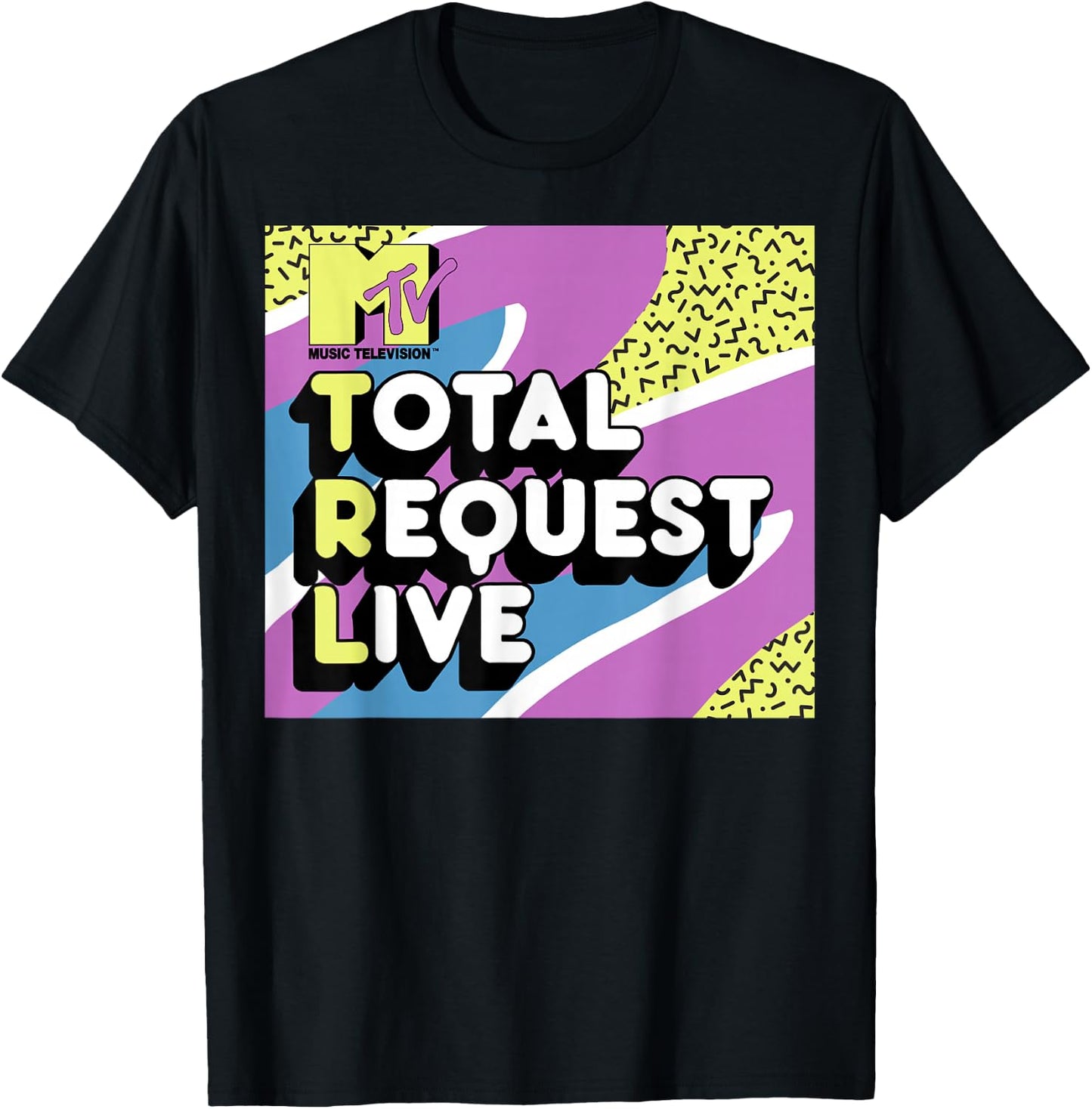 MTV Total Request Live 90's Colorful Pattern Graphic T-Shirt - T-Shirt | Black