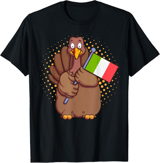 Italian Thanksgiving Turkey - Italy Flag Gift T-Shirt - T-Shirt | Black