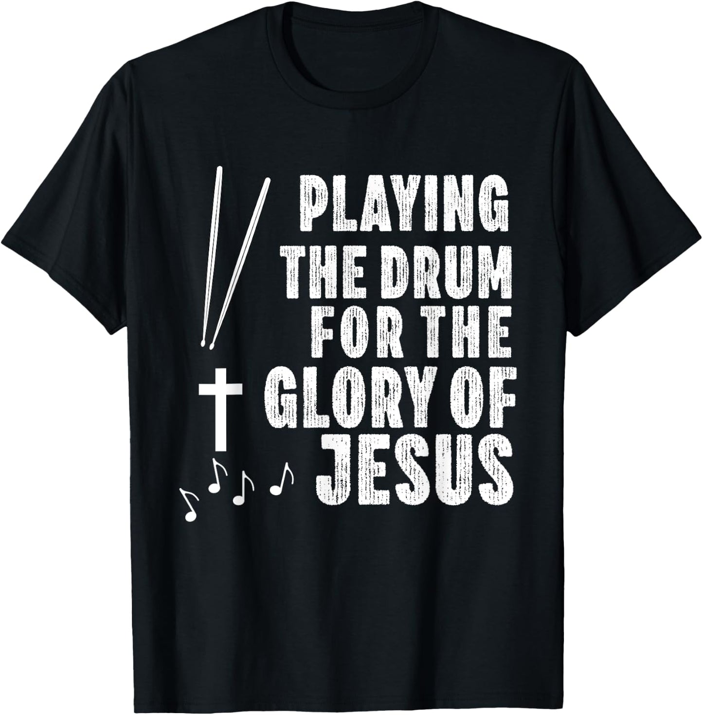 Christian Drummer Drum Player Stick Men Jesus Worship Music T-Shirt - T-Shirt | Black