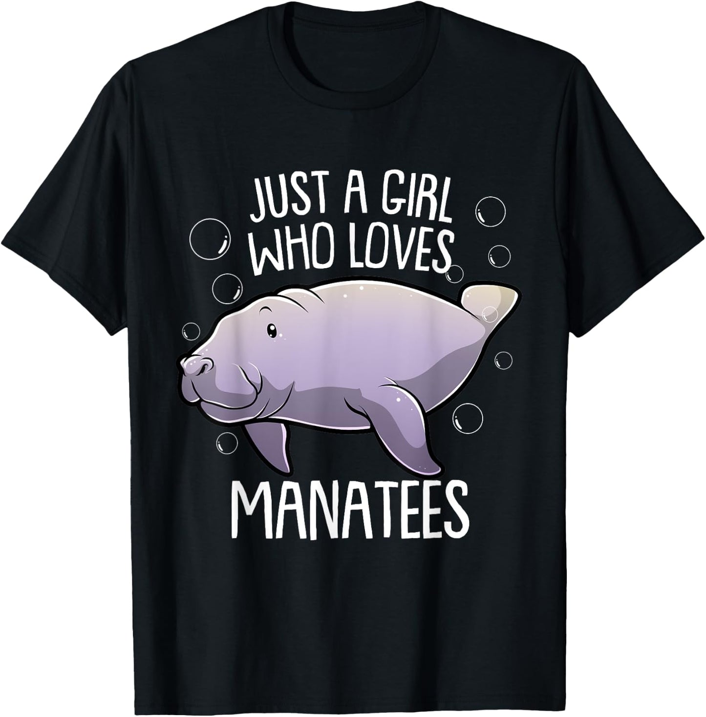 Manatee Design For Girls Women Kids Sea Cow Manatee Lovers T-Shirt - T-Shirt | Black