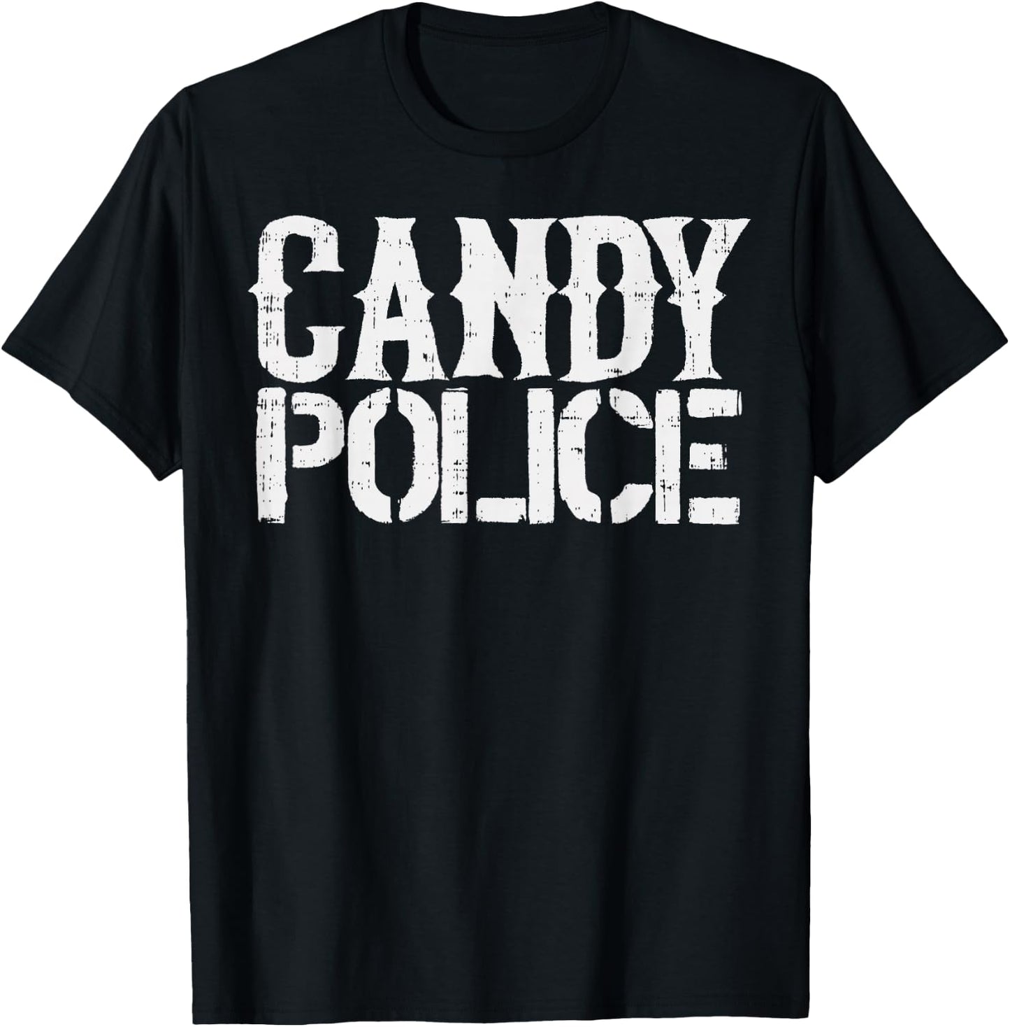 Candy Police Shirt Funny Parents Halloween Costume Party T-Shirt - T-Shirt | Black