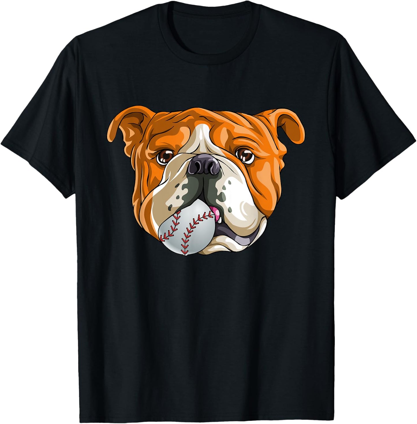 English Bulldog Baseball T Shirt Dog Funny Cute Lover T-Shirt - T-Shirt | Black
