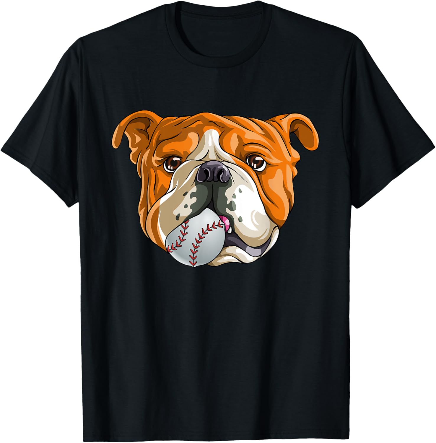 English Bulldog Baseball T Shirt Dog Funny Cute Lover T-Shirt - T-Shirt | Black
