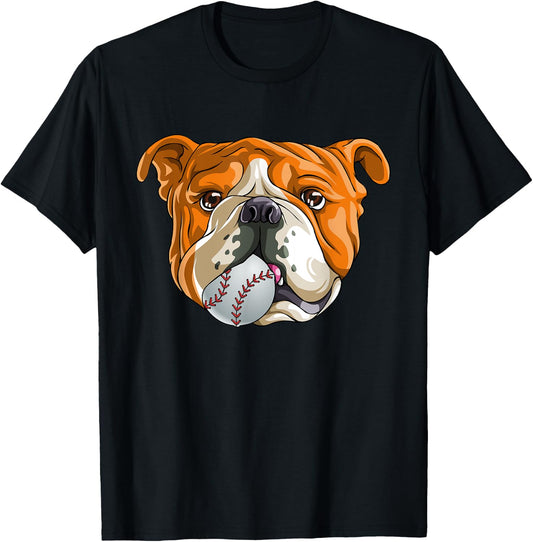 English Bulldog Baseball T Shirt Dog Funny Cute Lover T-Shirt - T-Shirt | Black