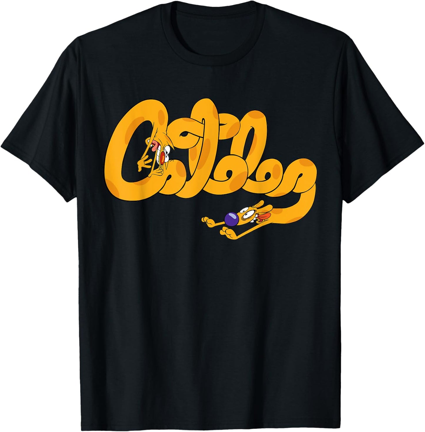 Cat Dog Cursive Nickelodeon T-Shirt - T-Shirt | Black
