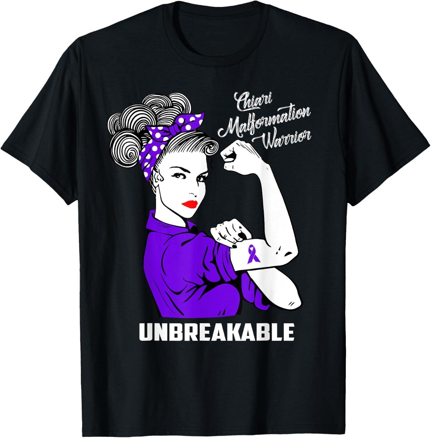 Chiari Malformation Warrior Unbreakable Shirt Awareness Gift T-Shirt - T-Shirt | Black