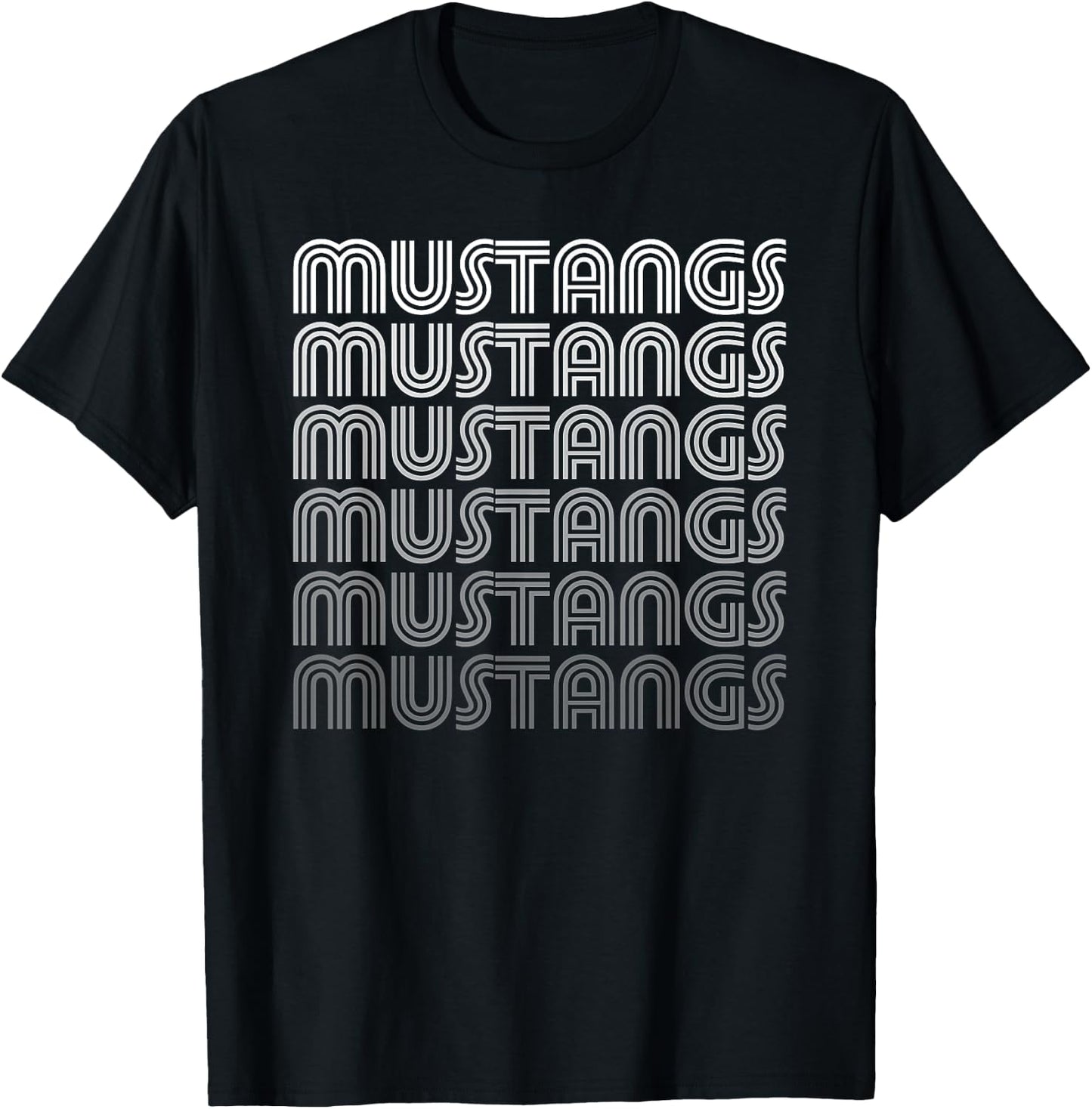 Vintage Animal Fan Vintage Mustangs - Kids, Adults - Black - Short Sleeve - Small - Classic Fit - Cotton 60%, Polyester 40% T-Shirt - T-Shirt | Black