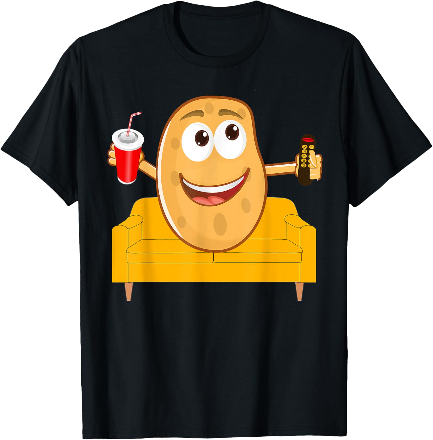 Couch Potato Shirt, Funny Halloween Costume Gag Gift T-Shirt - T-Shirt | Black