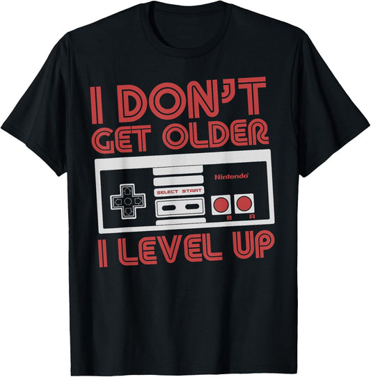 Nintendo Level Up SNES Controller Classic Fit - Black, Adult, Round Neck T-Shirt - T-Shirt | Black