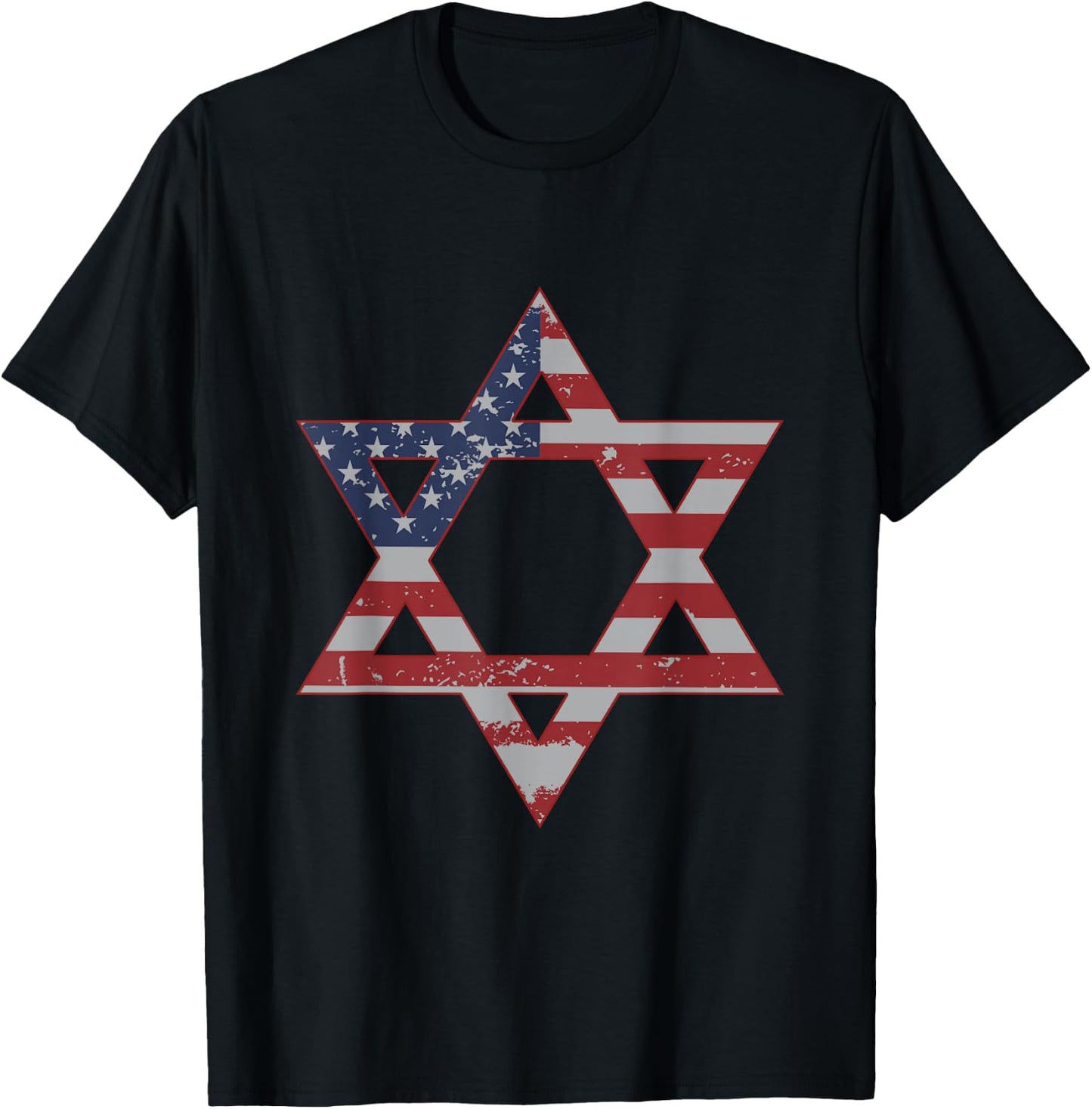 US USA America & Israeli Magen Star Of David T Shirt T-Shirt - T-Shirt | Black