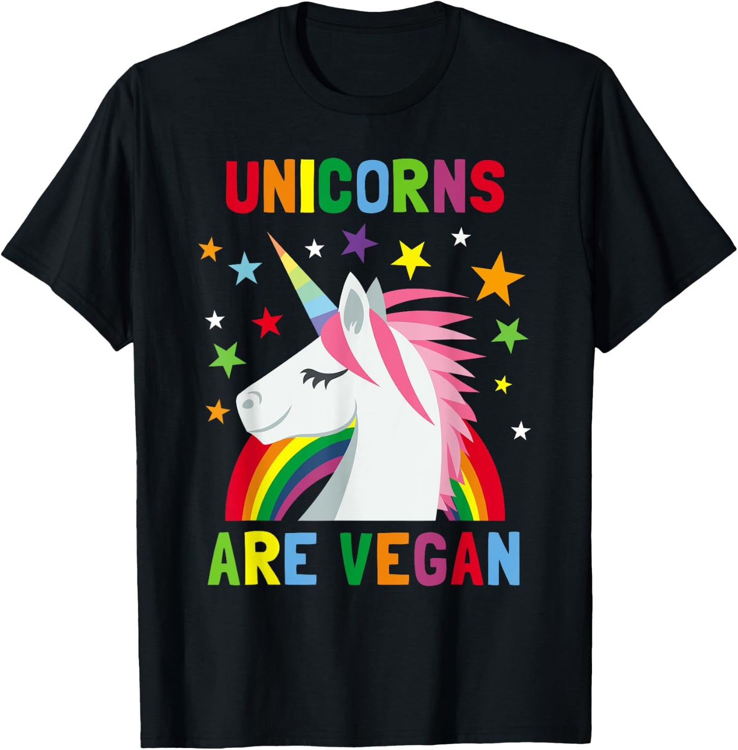Unicorns Are Vegan Rainbow Plant-based Diet Vegans T-Shirt - T-Shirt | Black