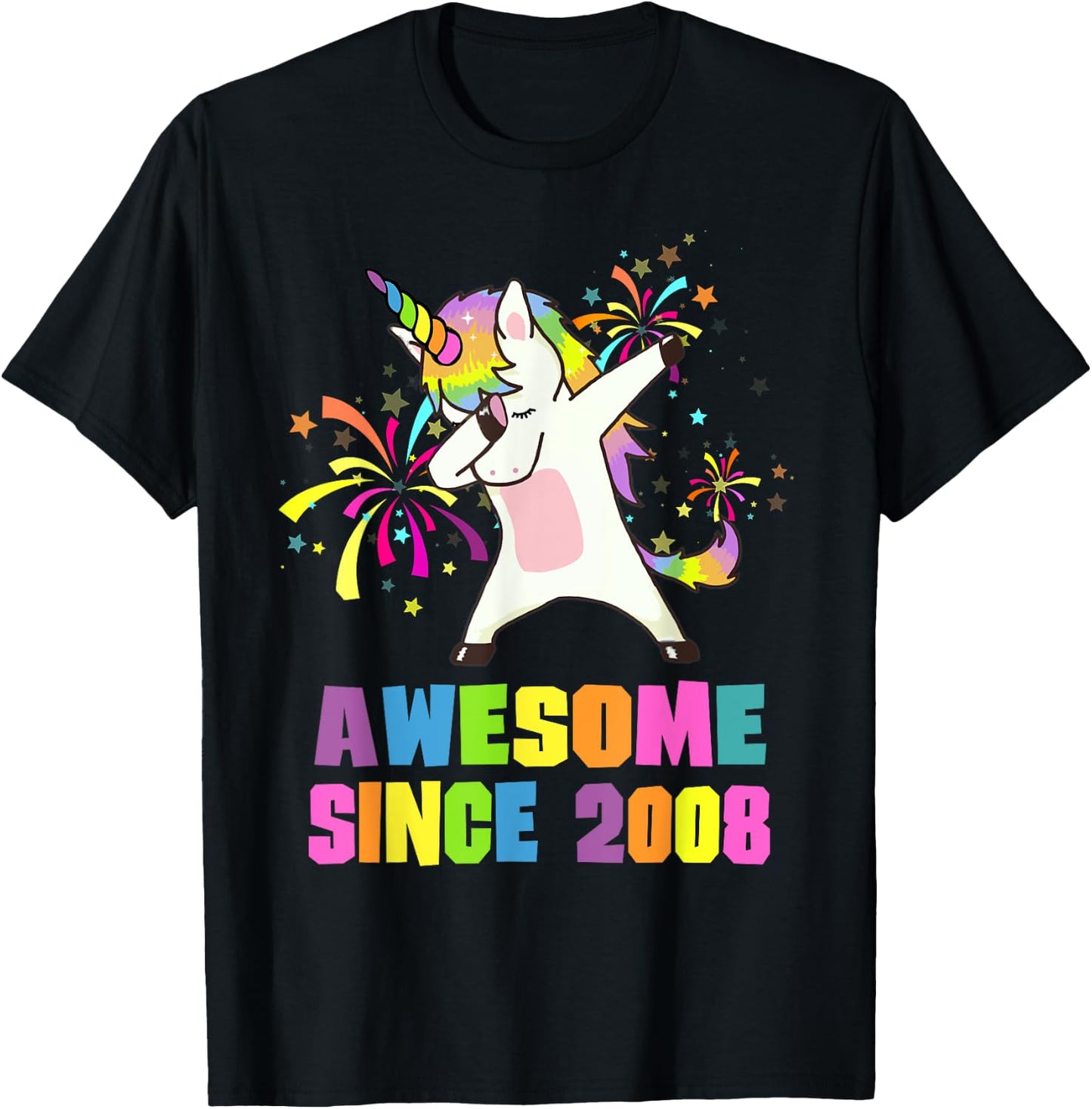 Awesome Since 2008 Unicorn 17 Years Old 17th Birthday T-Shirt - T-Shirt | Black