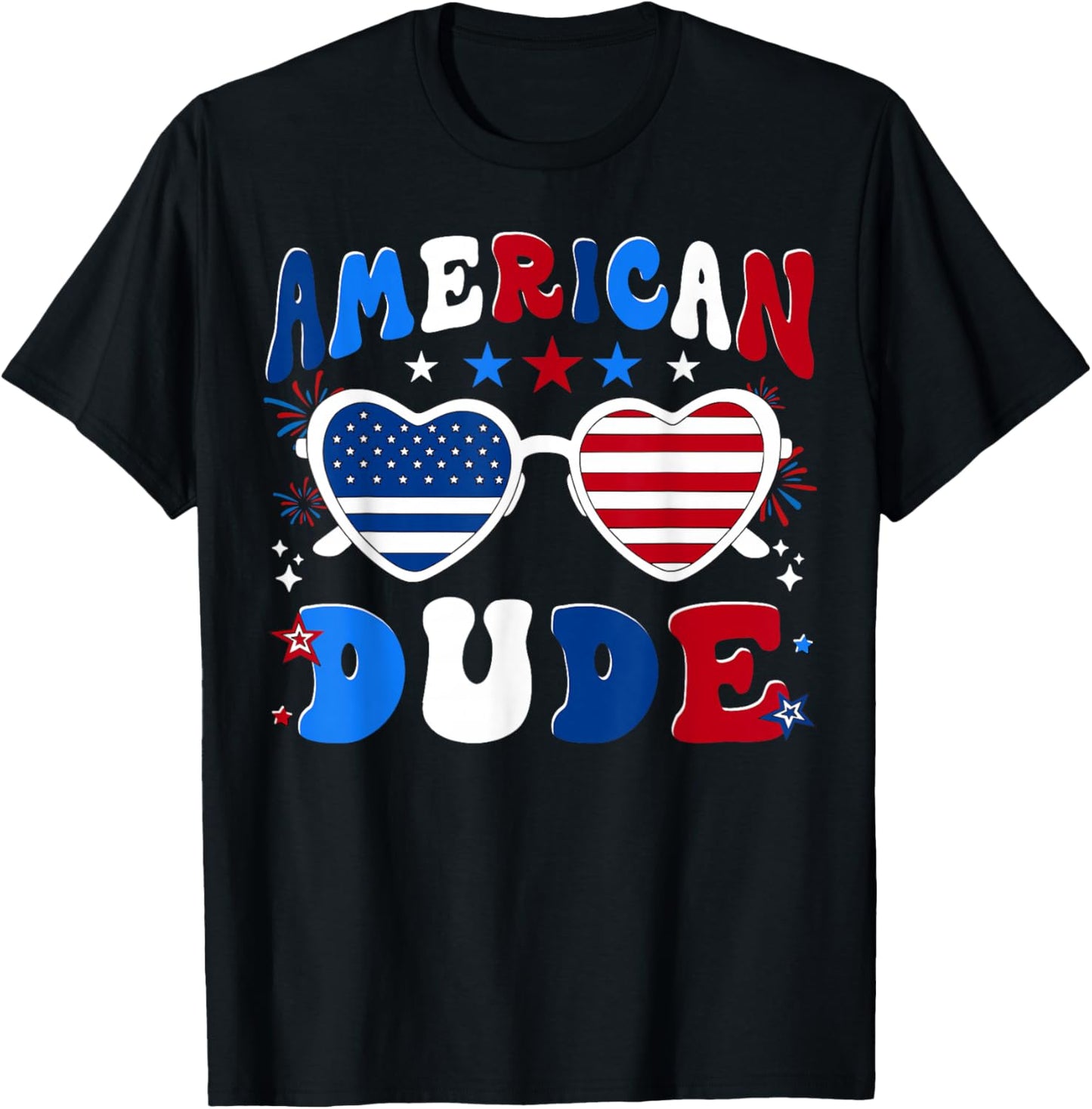 4th of July American Dude Sunglasses Men Boy Kids T-Shirt - T-Shirt | Black
