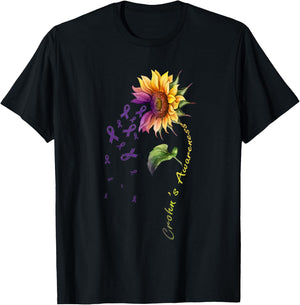 Crohn's Awareness Sunflower Shirt Disease T-Shirt - T-Shirt | Black