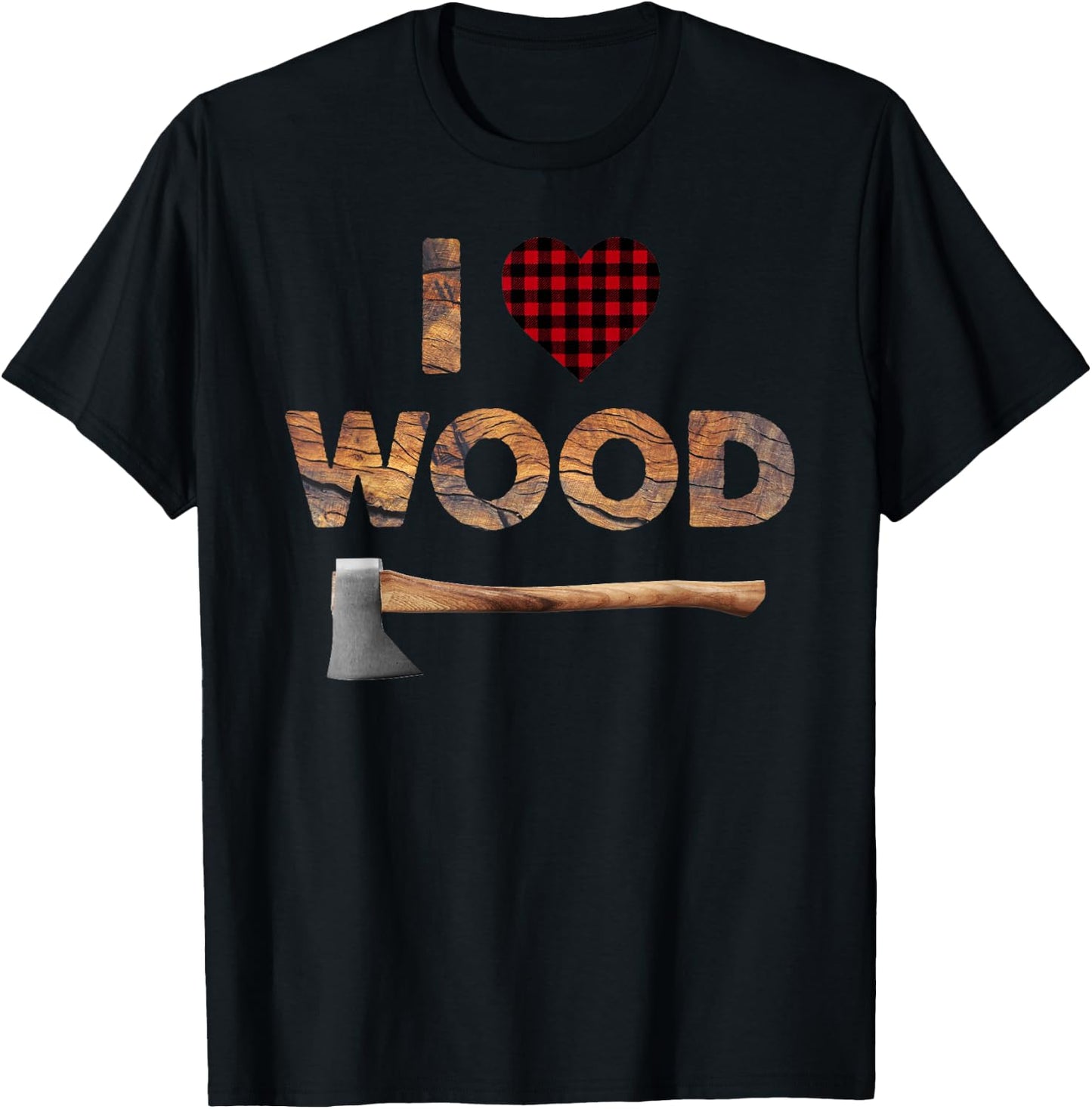 I Love Wood Lumberjack Heart Halloween Costume T-Shirt - T-Shirt | Black