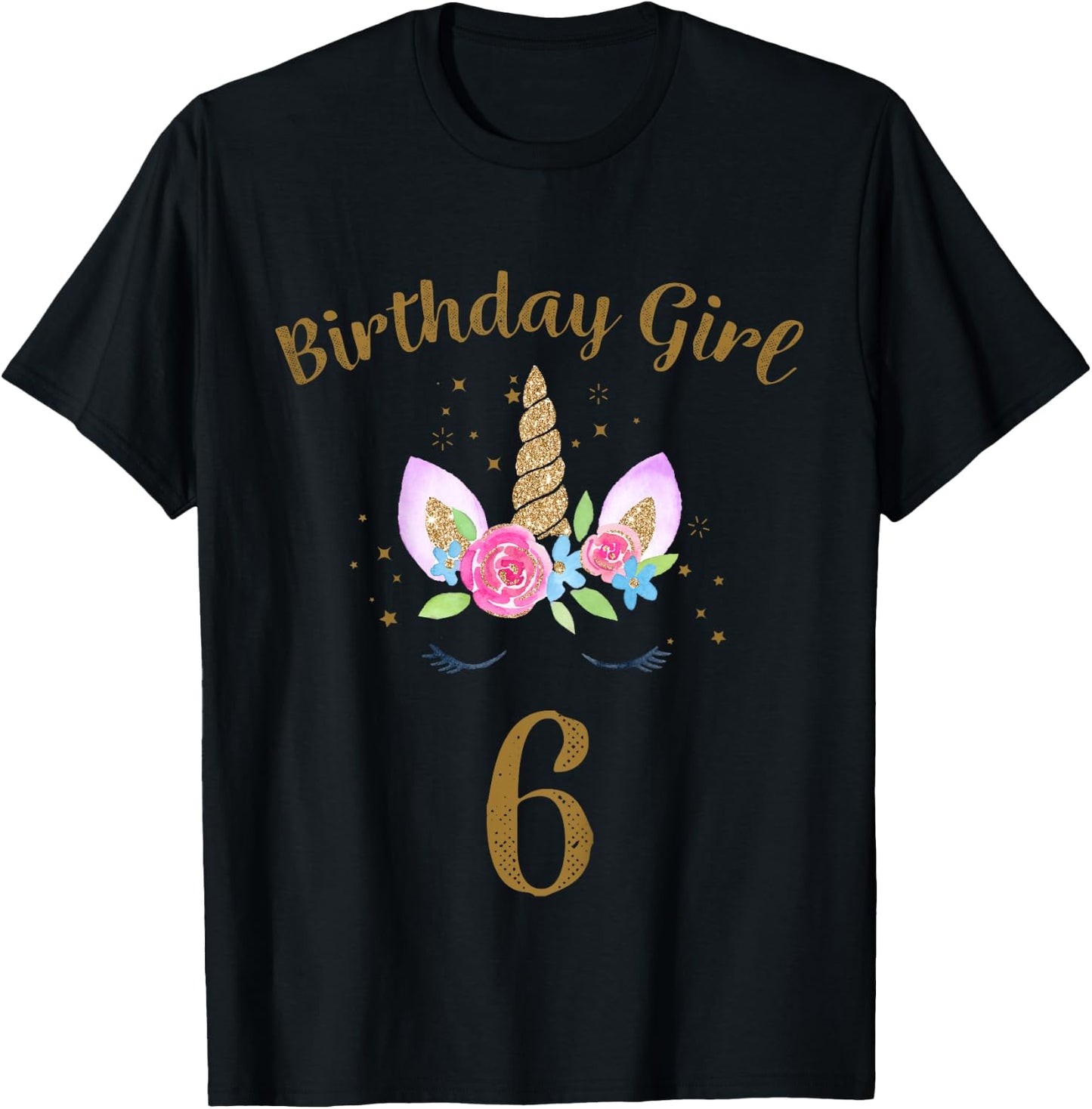Kids 6th Birthday Girl Unicorn Shirt 6th Birthday Outfit T-Shirt - T-Shirt | Black