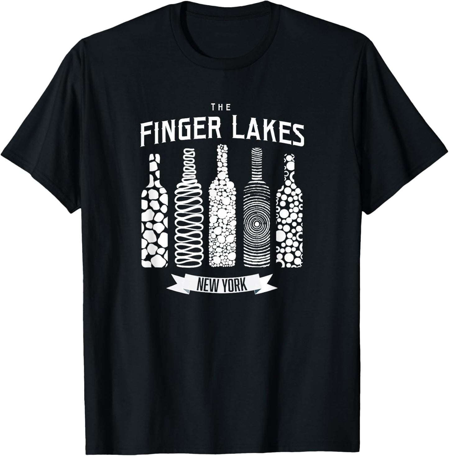 The Finger Lakes Wine Bottle Winery New York Shirt T-Shirt - T-Shirt | Black