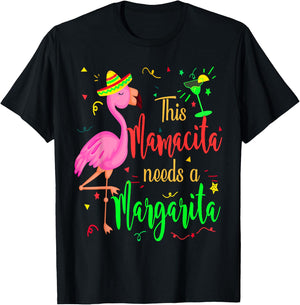 This Mamacita needs a Margarita Shirt Flamingo drinking T-Shirt - T-Shirt | Black