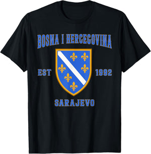 Bosnia I Herzegovina Flag Bosna Pride Heritage T-Shirt - T-Shirt | Black