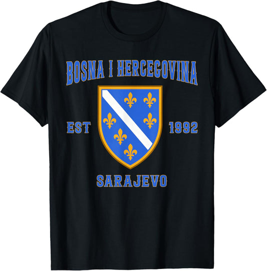 Bosnia I Herzegovina Flag Bosna Pride Heritage T-Shirt - T-Shirt | Black
