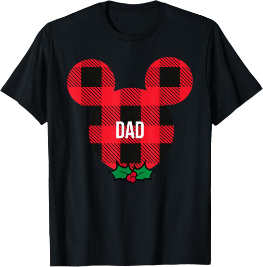 Disney Mickey Mouse Family Matching Holiday Plaid Dad T-Shirt - T-Shirt | Black