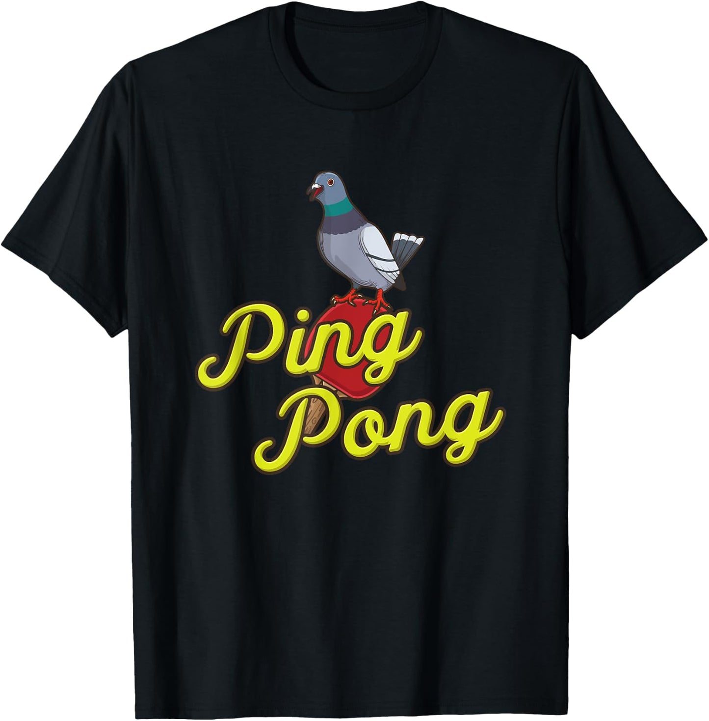 Pigeon & Ping Pong Gift -Adults Black 3XL Table Tennis Pigeon Design T-Shirt - T-Shirt | Black