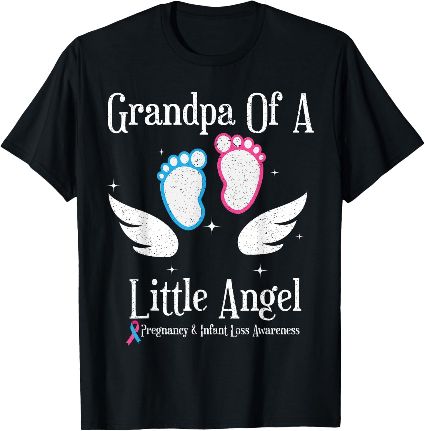 Grandpa Of A Little Angel Pregnancy and Infant Loss T-Shirt - T-Shirt | Black