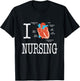 I Love Nursing Heart Anatomy Medical T-Shirt - T-Shirt | Black