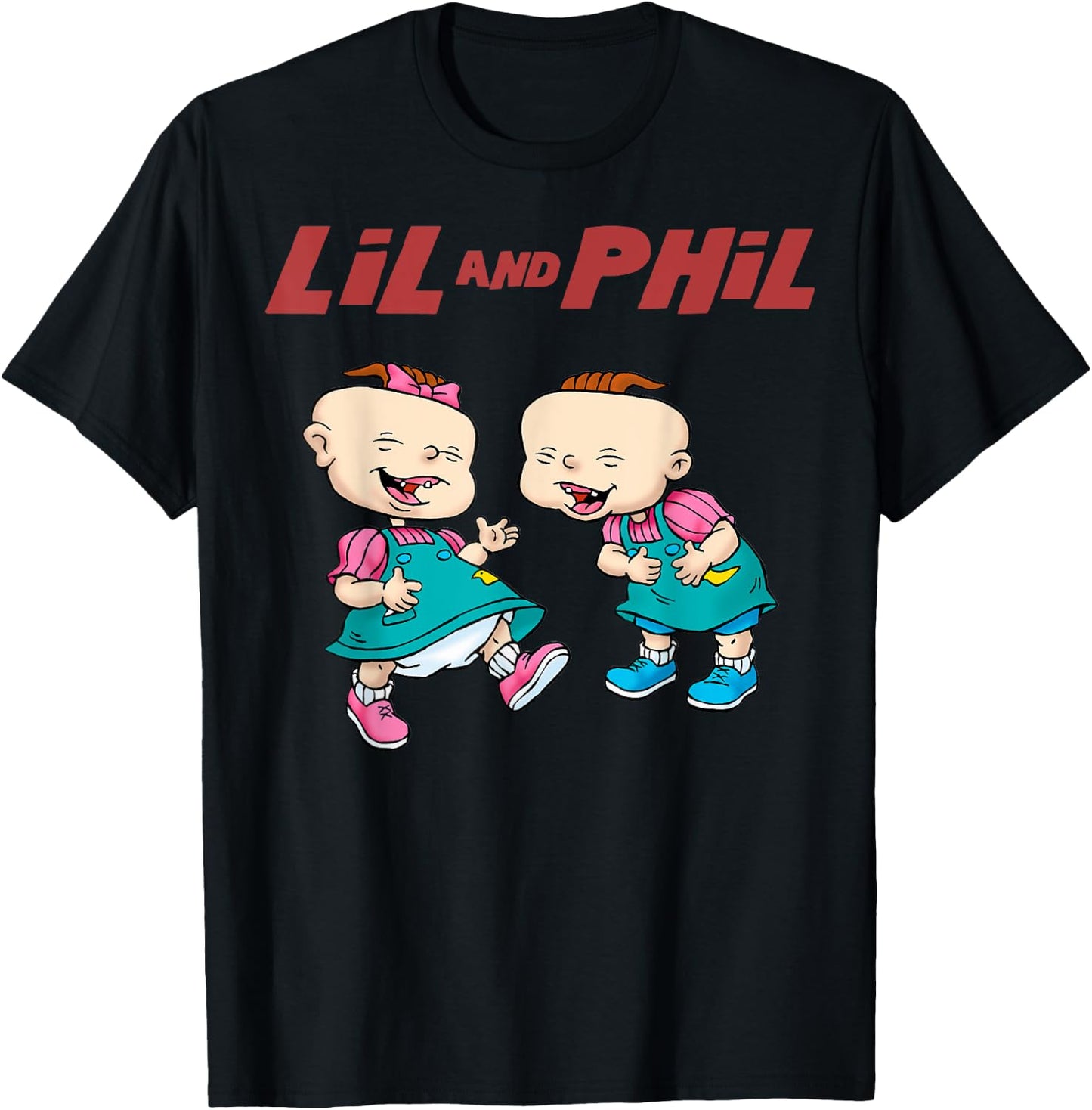 Rugrats Lil And Phil Laughing Poster T-Shirt - T-Shirt | Black