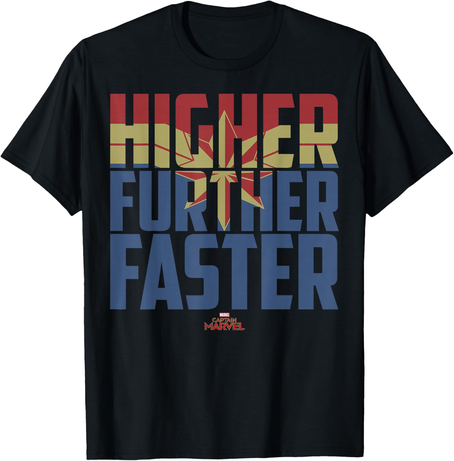 Captain Marvel Movie Higher Further Faster Graphic T-Shirt - T-Shirt | Black