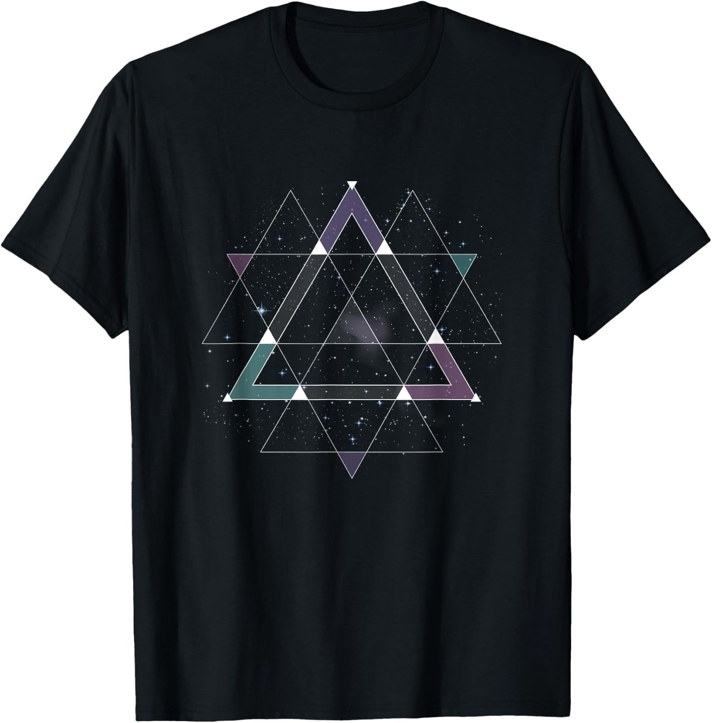Sacred Geometry Space Psychedelic Spiritual Cosmic Geometric T-Shirt - T-Shirt | Black