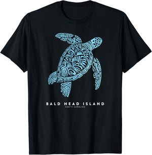 Bald Head Island NC Beach Vacation Vintage Sea Turtle T-Shirt - T-Shirt | Black