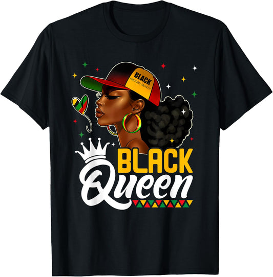 Black History Month Black Queen In Hat Melanin Girl Women T-Shirt - T-Shirt | Black