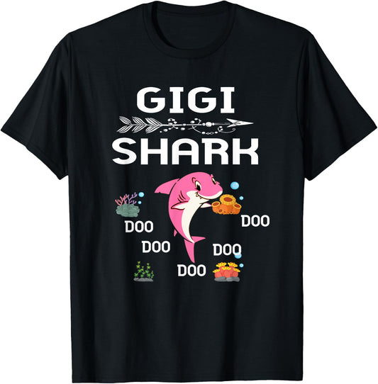 Gigi Shark Shirt Fathers Day Gift For Gigi T-Shirt - T-Shirt | Black