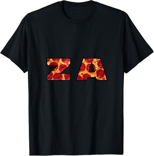 ZA Pizza t shirt - funny pepperoni cheese T-Shirt - T-Shirt | Black