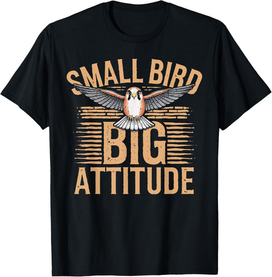 Kestrel Bird Big Attitude American Kestrel T-Shirt - T-Shirt | Black
