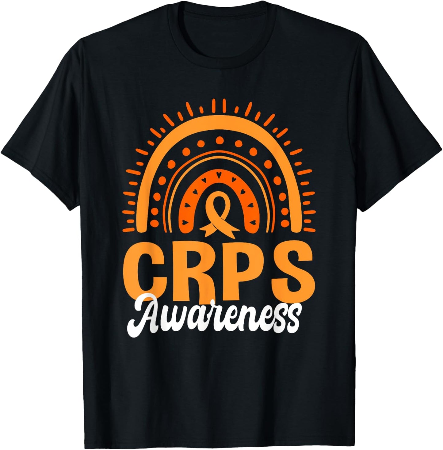 CRPS Awareness Support Orange Ribbon Boho Rainbow T-Shirt - T-Shirt | Black