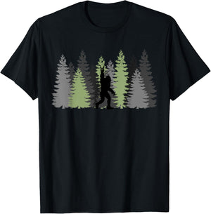 Bigfoot In The Forest Funny Sasquatch Bigfoot T-Shirt - T-Shirt | Black
