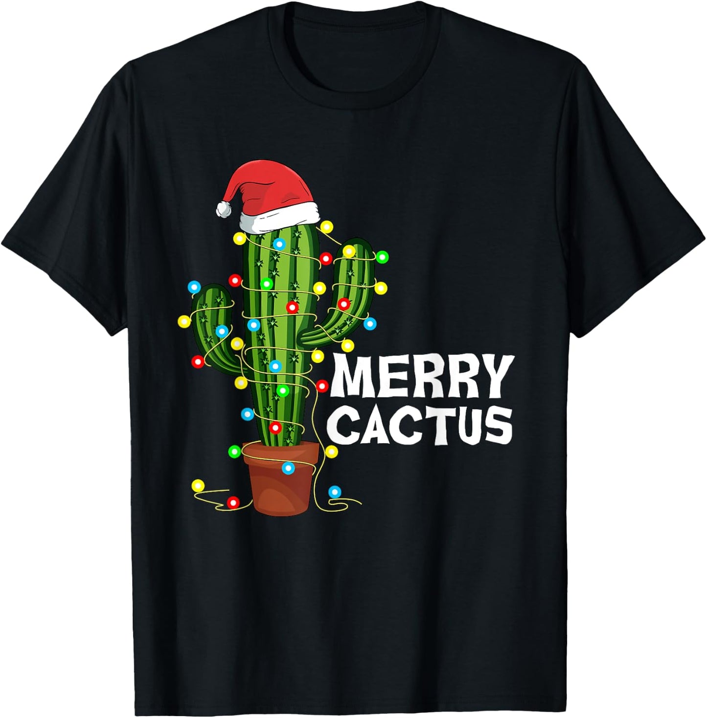 Merry Cactus Christmas Lover Funny Xmas Gift T-Shirt - T-Shirt | Black