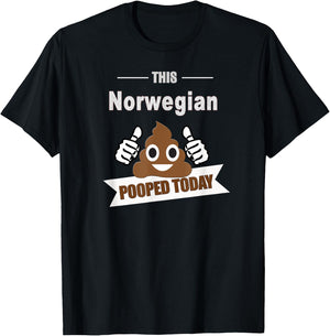 Norwegian pooped, funny Norway Europe T-Shirt - T-Shirt | Black