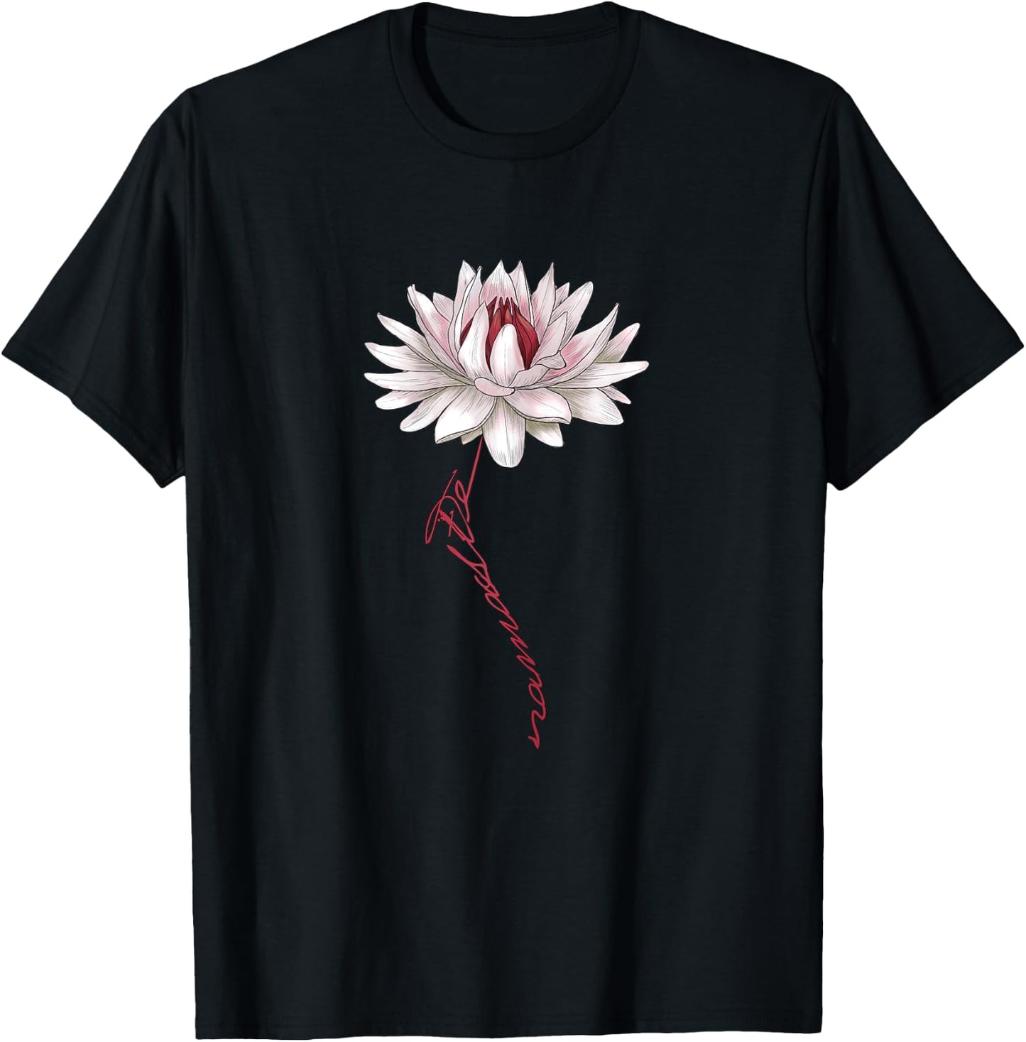 Namaste Spiritual White Water Lily Lotus for Yoga, Fitness T-Shirt - T-Shirt | Black