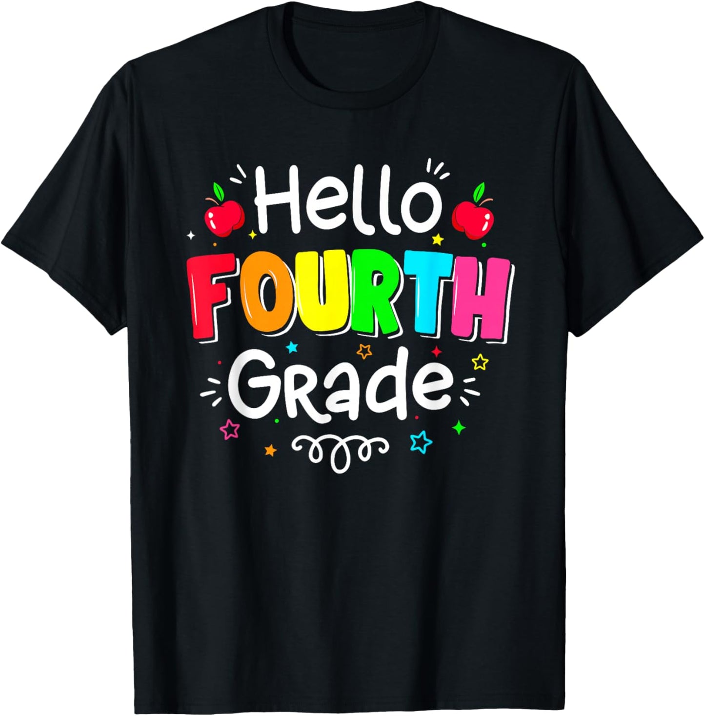 Hello Fourth Grade Boy Girl Teacher Back to School 4th Grade T-Shirt - T-Shirt | Black