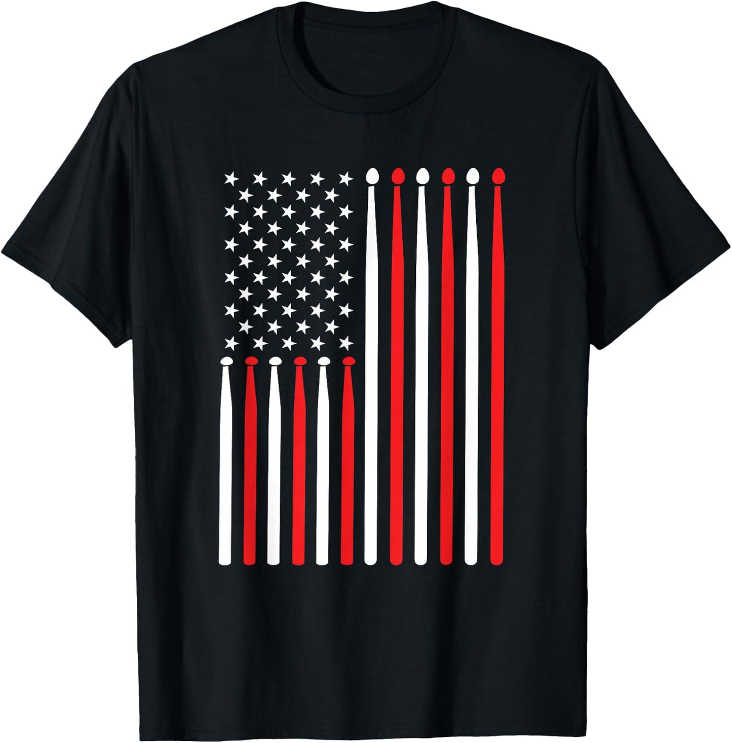 American Flag Drumstick USA Drummer Shirt Musicians Men T-Shirt - T-Shirt | Black