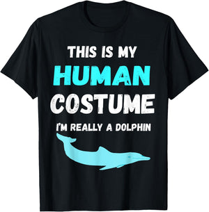 Dolphin Costume Animal Ocean Dolphin Lover Funny Dolphin T-Shirt - T-Shirt | Black