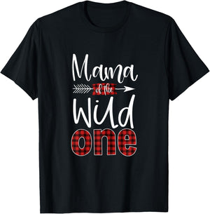 Mama of The Wild One Buffalo Plaid Lumberjack 1st Birthday T-Shirt - T-Shirt | Black