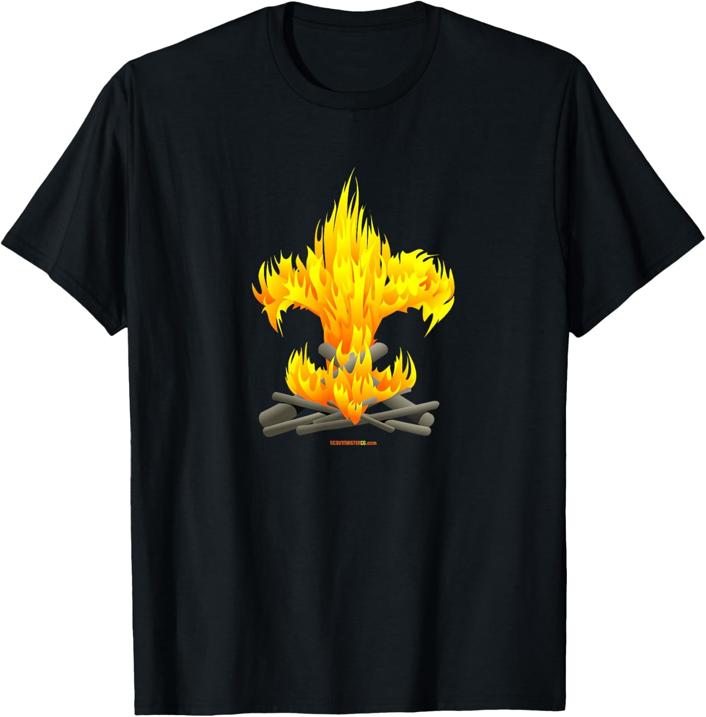 Scout Camp Fire - Original Fleur-de-lis Design T-Shirt - T-Shirt | Black