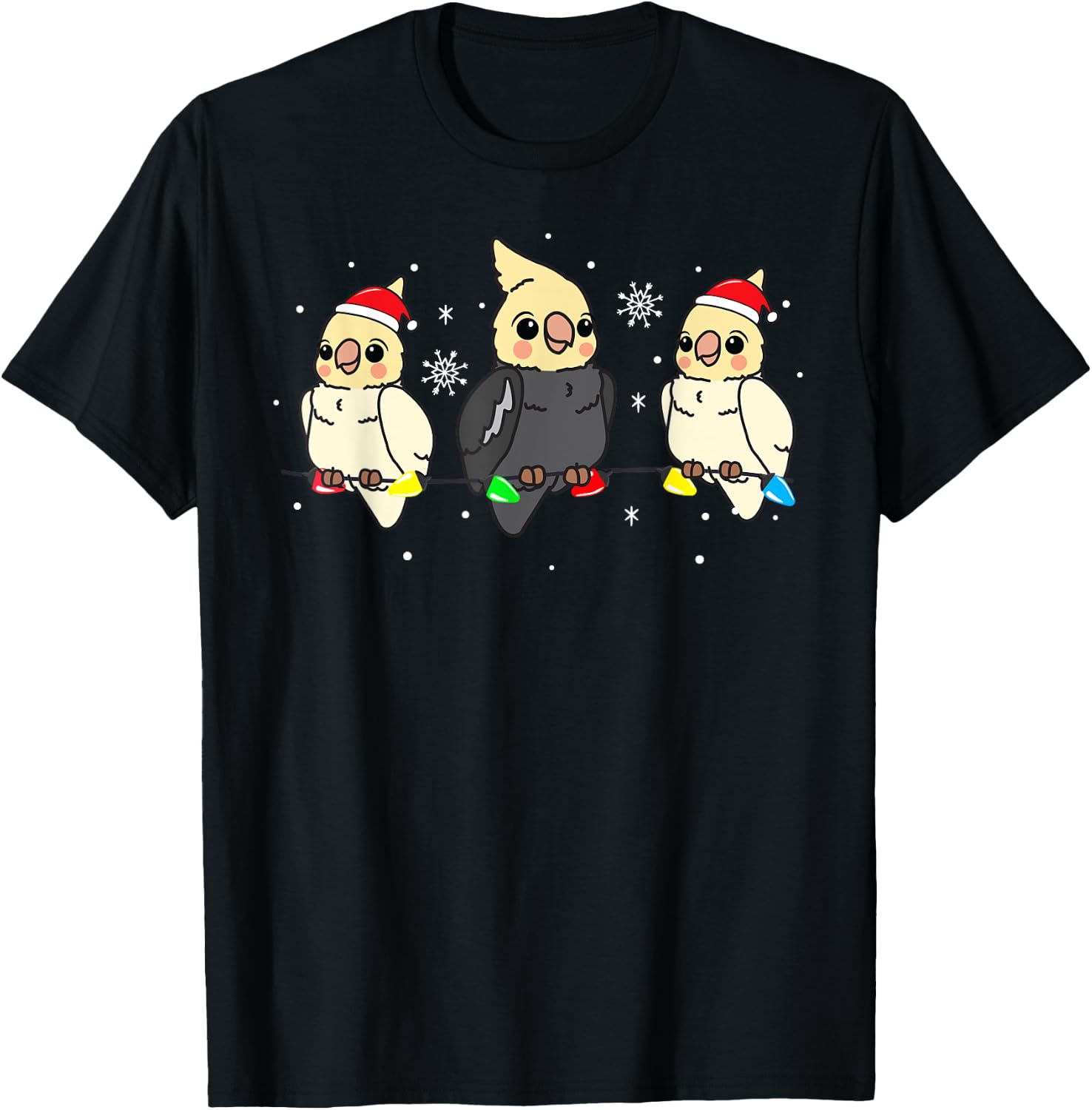 Cockatiel Bird Christmas Funny Gift T-Shirt - T-Shirt | Black